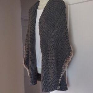 Peppe Peluso Open Front Gray Knit Cape Shrug Sweater - SMALL